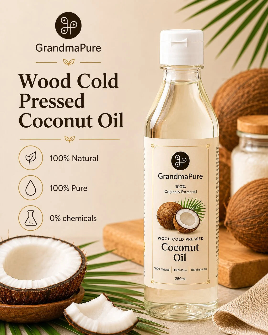Wood-Pressed Coconut Oil | Cold Pressed Coconut Oil